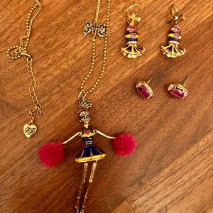 Betsey Johnson Cheerleader Necklace,  Earring Set